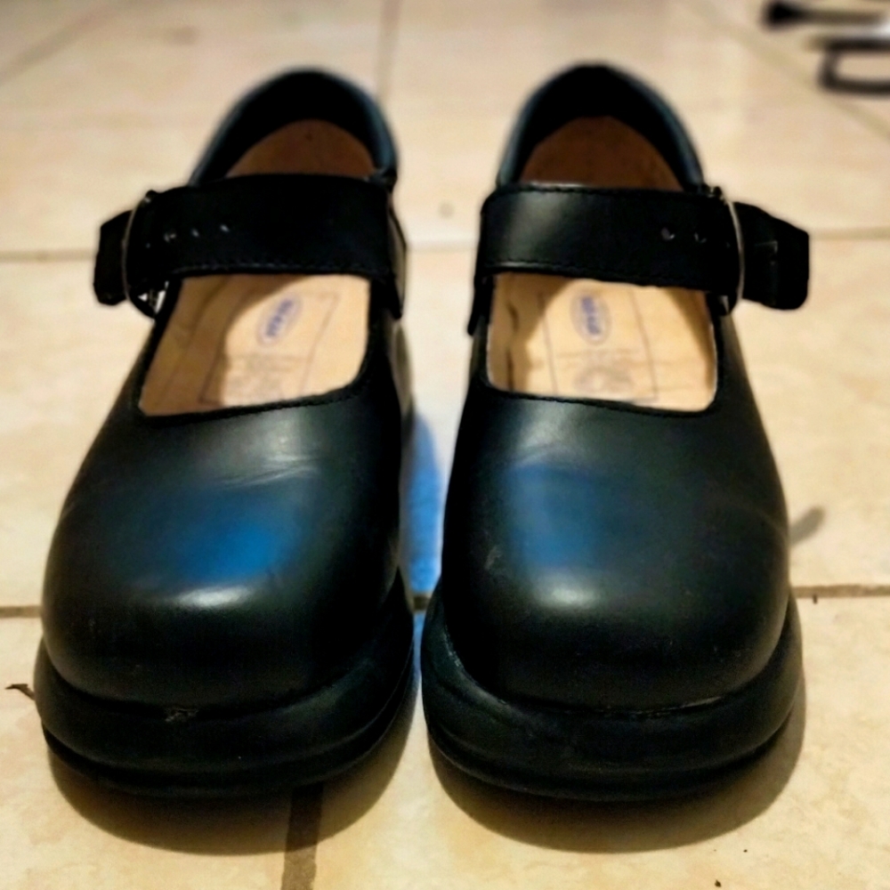 Black lolita shoes size 7 1/2 silver buckle closur